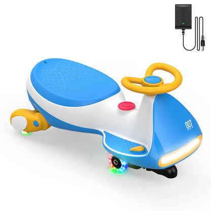 FanttikRide N7 Classic Electric Wiggle Car with Pedal, 6V Rechargeable Battery, 2 in 1 Swing Car, 2 Speed Ride On Toy, Anti-Rollover, Flashing Wheels, Bluetooth, Wiggle Car for 3 Years+, 150 Lbs
